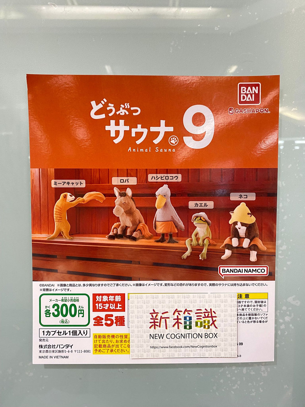 新箱識 🌟6月新貨🌟 現貨 行版 BANDAI 扭蛋 桑拿 動物 Animal 第六彈 Animals Vol. 9 一套5款 狐獴 驢 鯨頭鸛 青蛙 貓